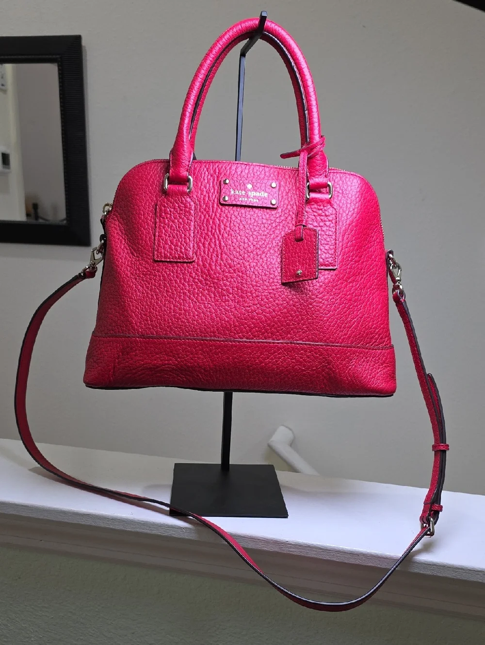 KATE SPADE SMALL RACHELLE Hot Chili Red Leather Bag BAY STREET EUC - Picture 1 of 16